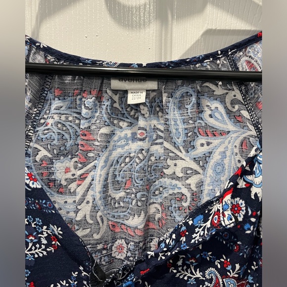 Avenue Peasant Blouse Red White & Blue - Picture 4 of 5